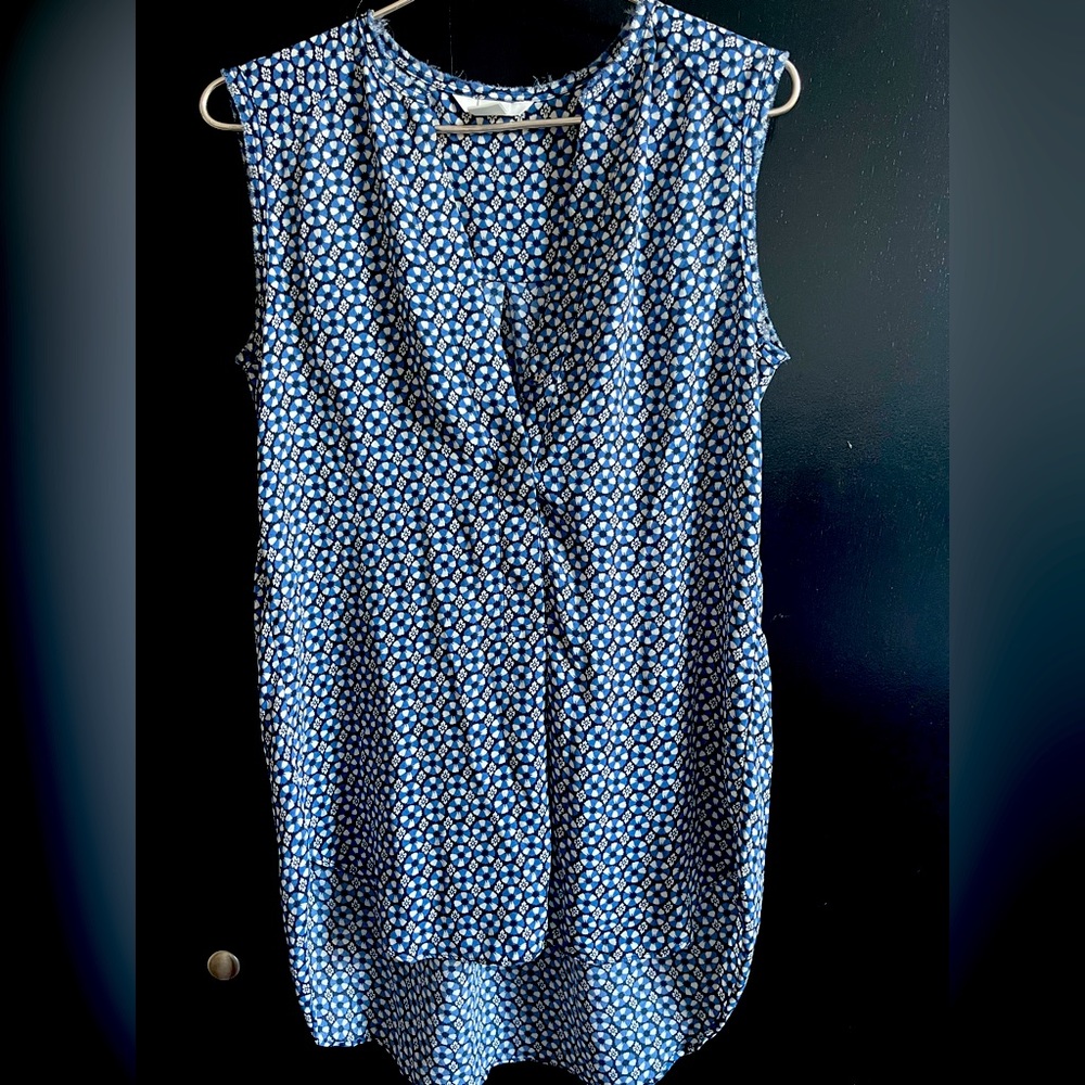 H&M top blue and black floral print